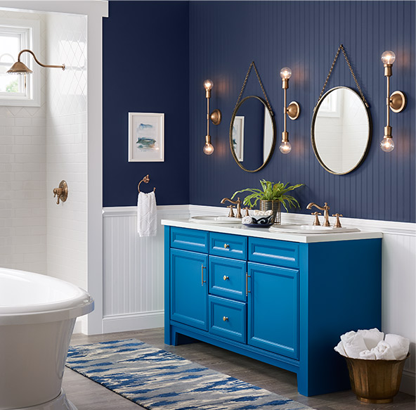 Blue in particular provokes feelings of comfort and rest and is a popular choice for bathrooms.