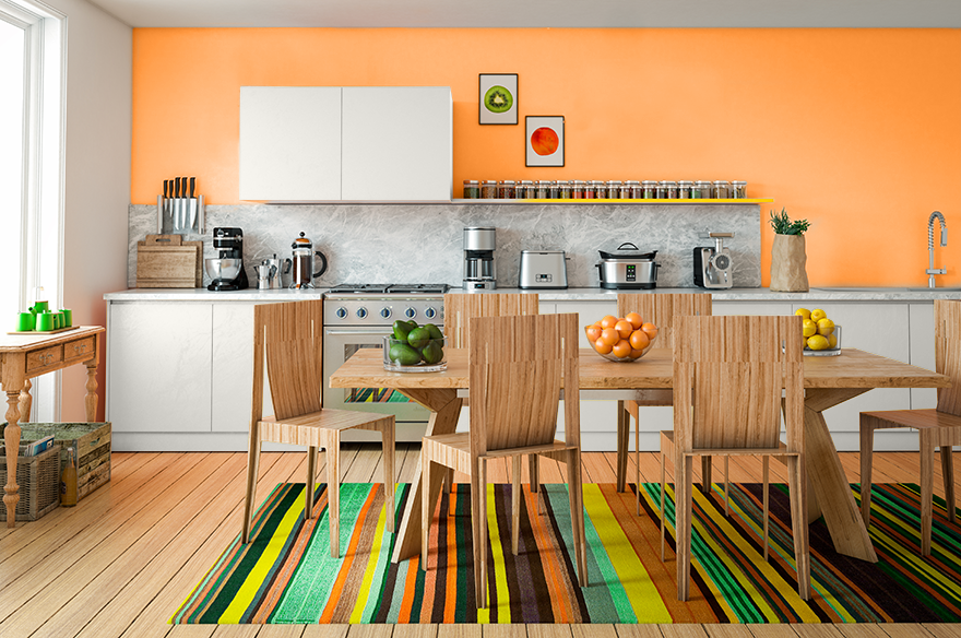 Brightly colored kitchen